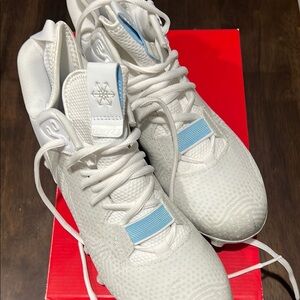 White and Blue Athletic Sneakers